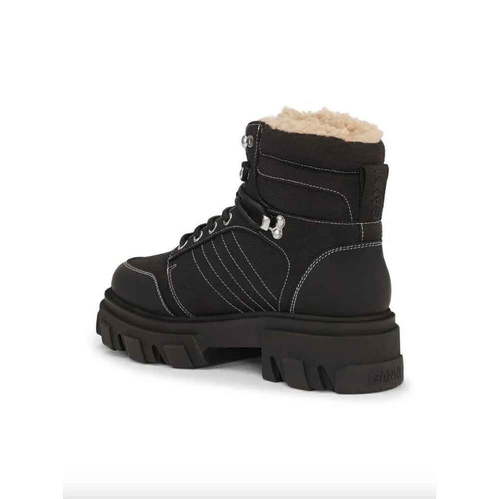 GANNI Lace Up Hiking Boots Black Womens Size 36